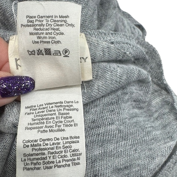 PURE DKNY GRAY MARLED LINEN OPEN SIDES PONCHO TOP - Picture 10 of 10